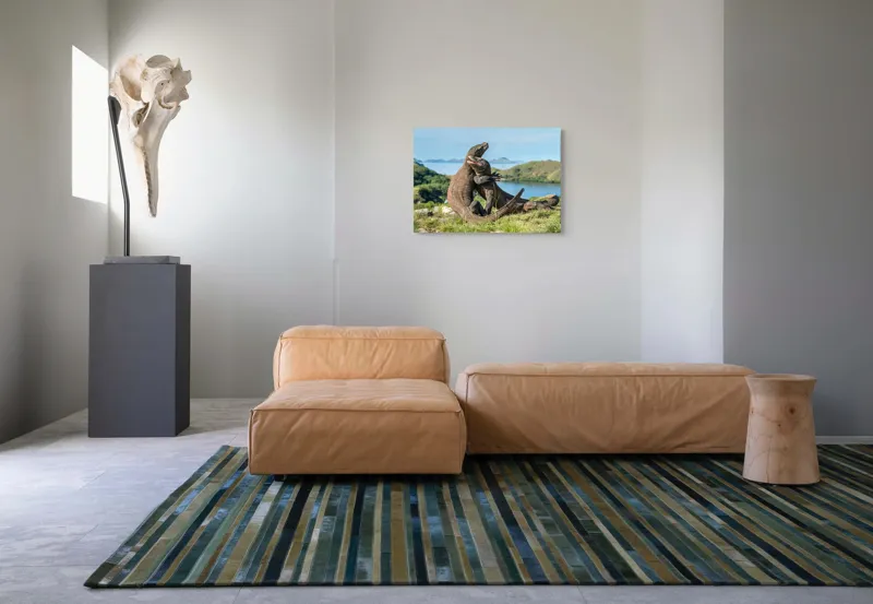 Tablou Canvas, "Îmbrățișarea dragonilor de Komodo", Balans, Natură, Forță, Întindere, Armonie, Salbaticie, Lumină, Peisaj, Verzișor, Relaxare., 70 x 50 cm – poza 8