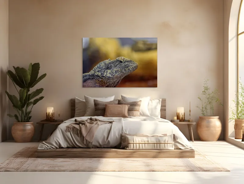 Tablou Canvas, Șopârlă, Textură, Scame, Culori, Natură, Reptilă, Mediu., 150 x 100 cm – poza 4
