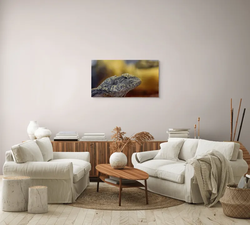 Tablou Canvas, Șopârlă, Textură, Scame, Culori, Natură, Reptilă, Mediu., 90 x 50 cm – poza 4