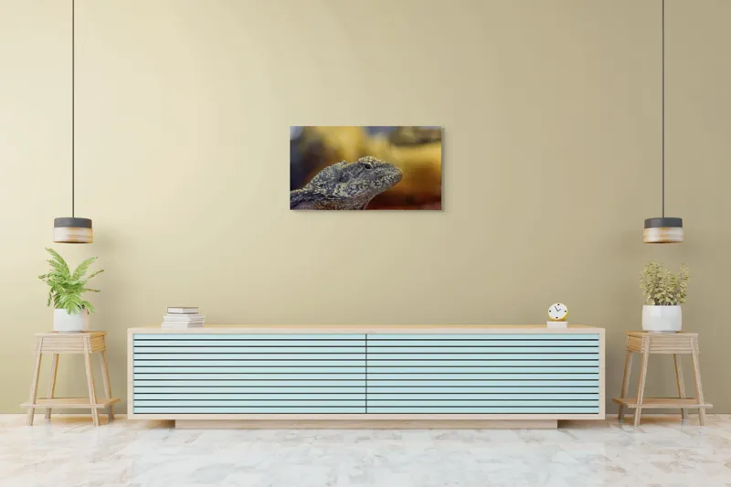 Tablou Canvas, Șopârlă, Textură, Scame, Culori, Natură, Reptilă, Mediu., 90 x 50 cm – poza 5