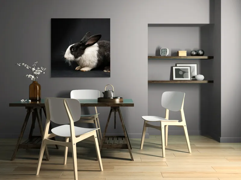 Tablou Canvas, "Iepurele în lumina reflectoarelor dramatice", 100 x 100 cm – poza 6