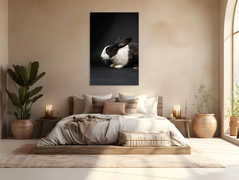 Tablou Canvas, "Iepurele în lumina reflectoarelor dramatice", 100 x 150 cm – poza 3