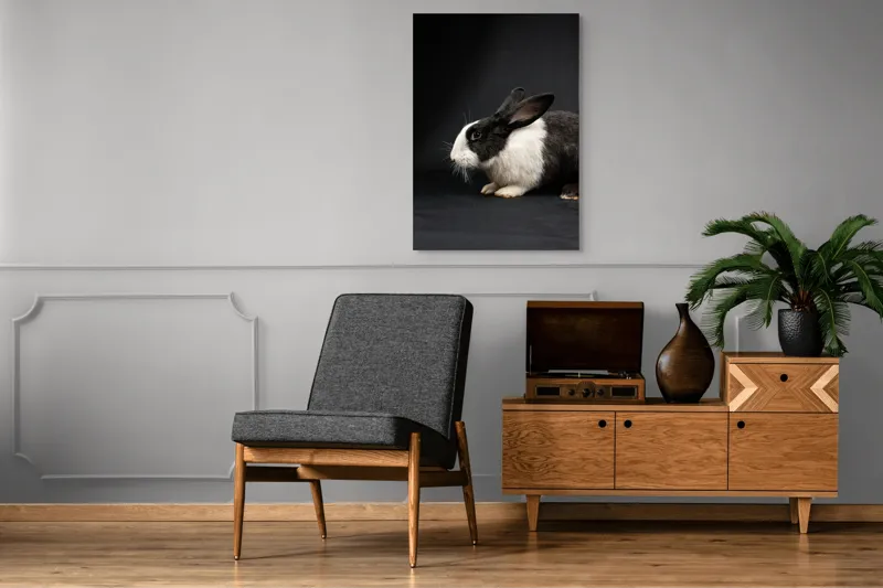 Tablou Canvas, "Iepurele în lumina reflectoarelor dramatice", Nu pot identifica cine este în imagine, dar pot spune că este un iepure., 70 x 100 cm – poza 6