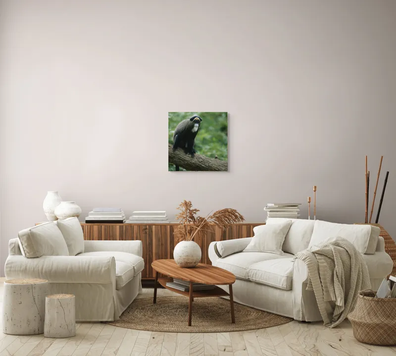 Tablou Canvas, "Maimuța contemplativă pe trunchiul gros", Scamper, Primate, Dense, Fur, Watchful, Perched, Branch, Lush, Verdant, Habitat, 50 x 50 cm – poza 7