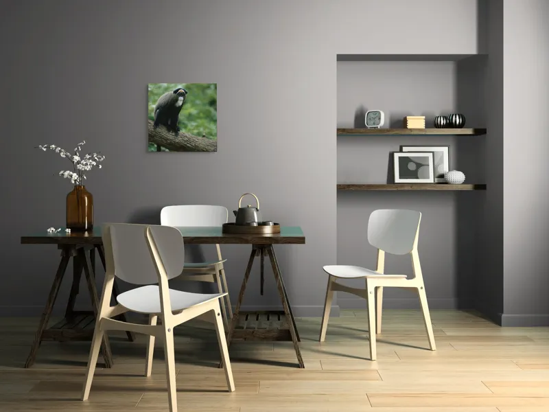 Tablou Canvas, "Maimuța contemplativă pe trunchiul gros", Scamper, Primate, Dense, Fur, Watchful, Perched, Branch, Lush, Verdant, Habitat, 50 x 50 cm – poza 8