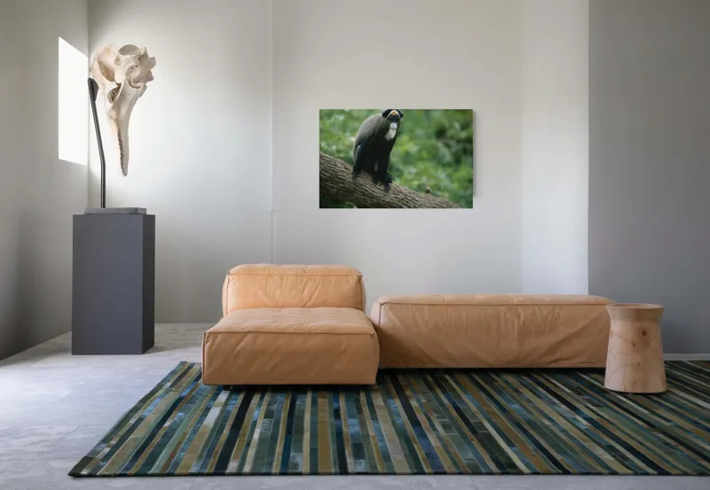 Tablou Canvas, "Maimuța contemplativă pe trunchiul gros", Scamper, Primate, Dense, Fur, Watchful, Perched, Branch, Lush, Verdant, Habitat, 90 x 50 cm – poza 8