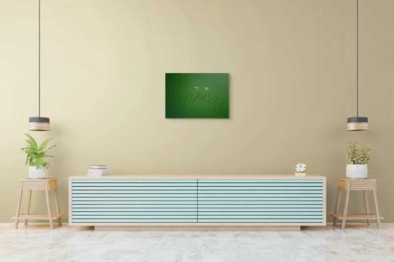 Tablou Canvas, "Dansul păsărilor pe lac verde", 70 x 50 cm – poza 7