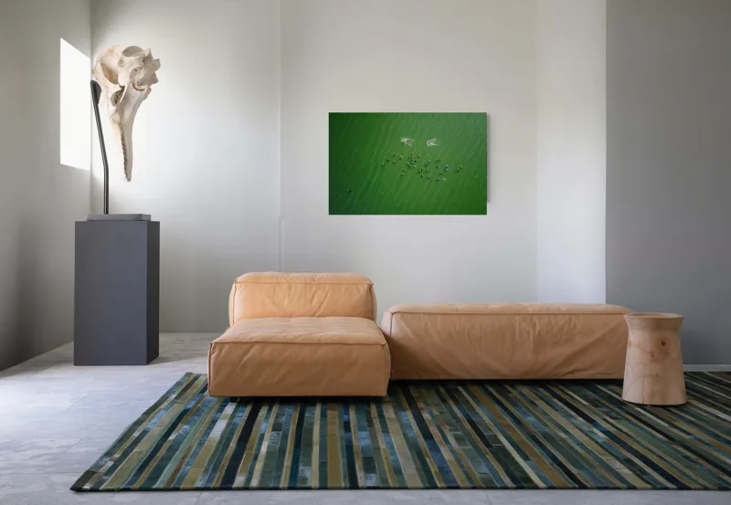 Tablou Canvas, "Dansul păsărilor pe lac verde", 90 x 50 cm – poza 8