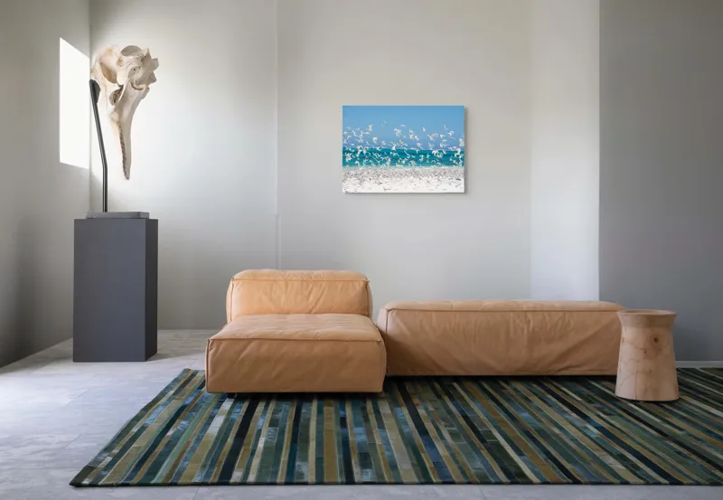Tablou Canvas, "Dansul pescărușilor deasupra plajei însorite", Păsări, Cer, Plajă, Valuri, Nisip, Ocean, Zbor, Aripi, Libertate, Natură, 70 x 50 cm – poza 8