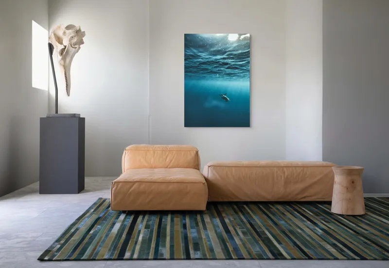 Tablou Canvas, "Țestoasa călătoare în oceanul albastru", Ocean, Lumină, Țestoasă, Solitudine, Adâncime, 70 x 100 cm – poza 7