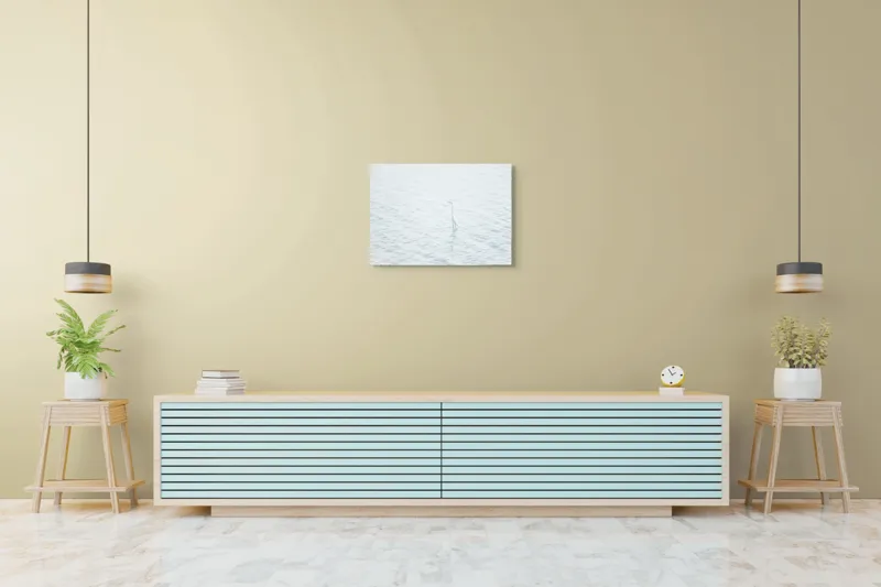 Tablou Canvas, "Egreta singuratică pe ape liniștite", Pasăre, Baltă, Liniște, Simplitate, Solitudine, Reflecție, Natură, 70 x 50 cm – poza 7