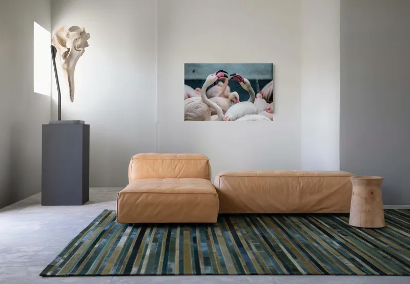 Tablou Canvas, "Flamingo în mijlocul conversației roz", Flamingo, Grație, Eleganță, Roz, Armonie, Natură, Dans, Serenitate, Frumusețe, 90 x 50 cm – poza 8