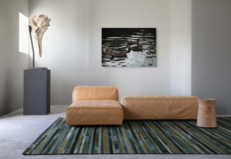 Tablou Canvas, "Rațe plutind pe lac în amurg", Rațe, Apă, Reflecții, Înot, Natură, Armonie, Liniște, 100 x 70 cm – poza 7