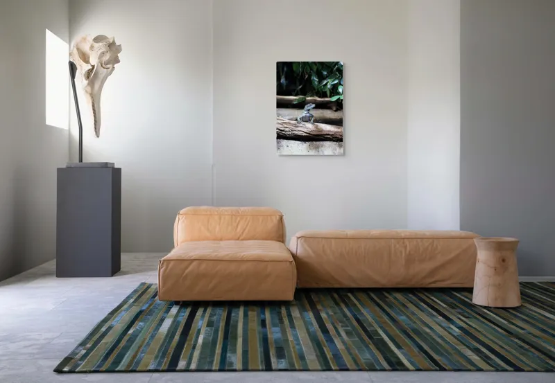 Tablou Canvas, "Sopârla stăpână pe teritoriul ei", Șopârlă, Ramură, Frunze, Natură, Tropical, Verde, Habitat, Scalare, 50 x 70 cm – poza 7