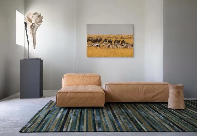Tablou Canvas, "Migrația turmelor prin savană africană", Zebre, Gnu, Savana, Iarbă, Cer, Migrație, Turmă, Peisaj, Natură, Sălbatic., 100 x 70 cm – poza 7