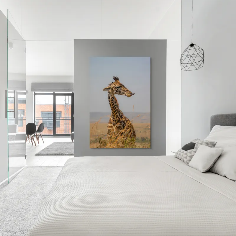 Tablou Canvas, "Ghepardul în splendoarea savanei africane", Girafă, Peisaj, Savannah, Gât Lung, Cer Albastru, Iarbă, Natură, Faună, 100 x 150 cm – poza 5