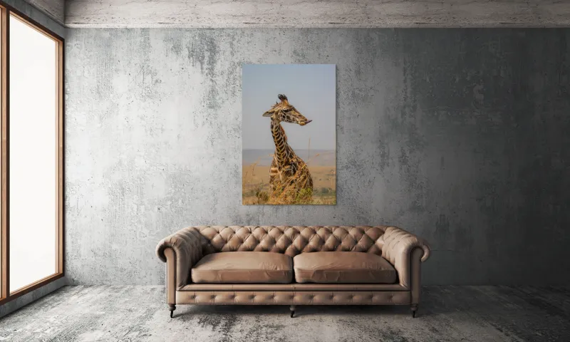 Tablou Canvas, "Ghepardul în splendoarea savanei africane", Girafă, Peisaj, Savannah, Gât Lung, Cer Albastru, Iarbă, Natură, Faună, 100 x 150 cm – poza 6