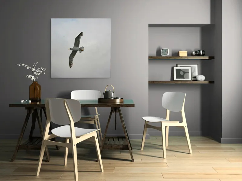 Tablou Canvas, "Zborul liniștit al pescărușului alb", Pescăruș, Cer, Zbor, Aripi, Libertate, Nor, Natură, Liniște, 100 x 100 cm – poza 6