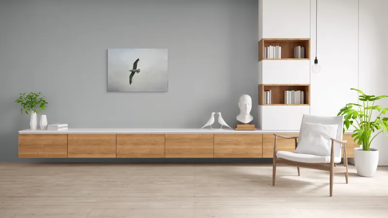 Tablou Canvas, "Zborul liniștit al pescărușului alb", Pescăruș, Cer, Zbor, Aripi, Libertate, Nor, Natură, Liniște, 100 x 70 cm – poza 6