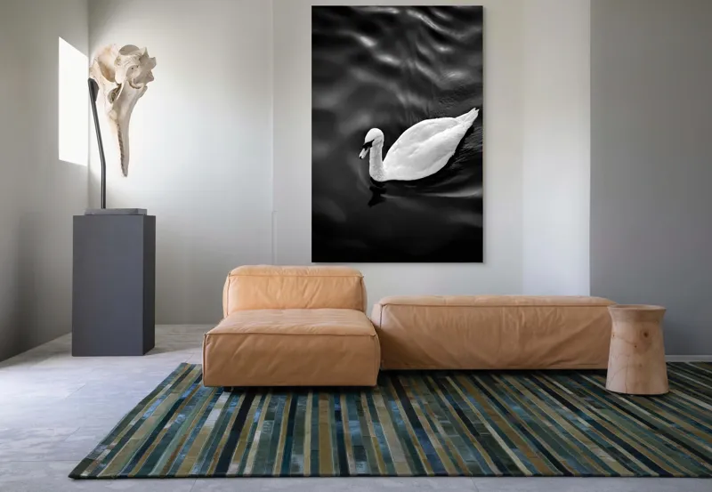 Tablou Canvas, "Lebăda singuratică pe apă liniștită", Graziozitate, Eleganță, Liniște, Contrast, Reflecție, Armonie, Serenitate, 100 x 150 cm – poza 7