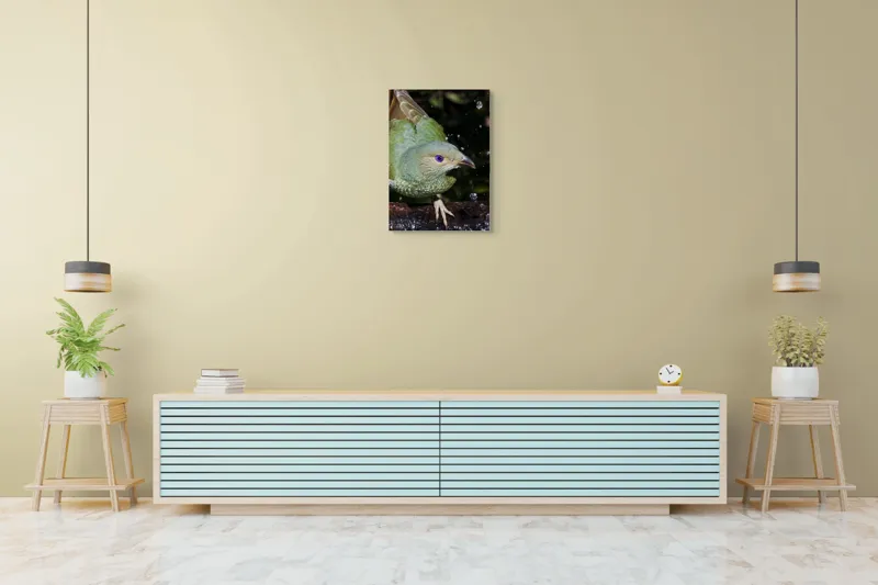 Tablou Canvas, "Pasărea verde sub stropii ploii", 50 x 70 cm – poza 6
