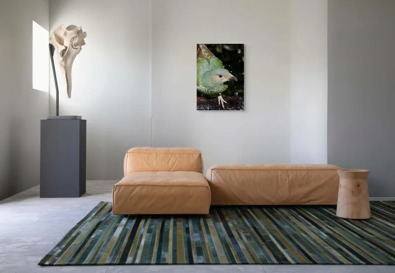 Tablou Canvas, "Pasărea verde sub stropii ploii", 50 x 70 cm – poza 7