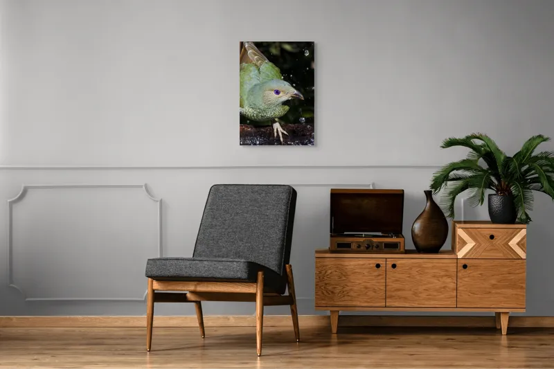 Tablou Canvas, "Pasărea verde sub stropii ploii", 50 x 70 cm – poza 8