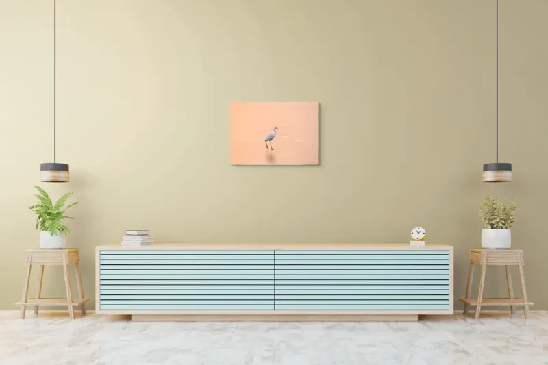 Tablou Canvas, "Egreta pășind pe ape aurii", Calm, Serene, Graceful, Solitary, Peaceful, 70 x 50 cm – poza 7