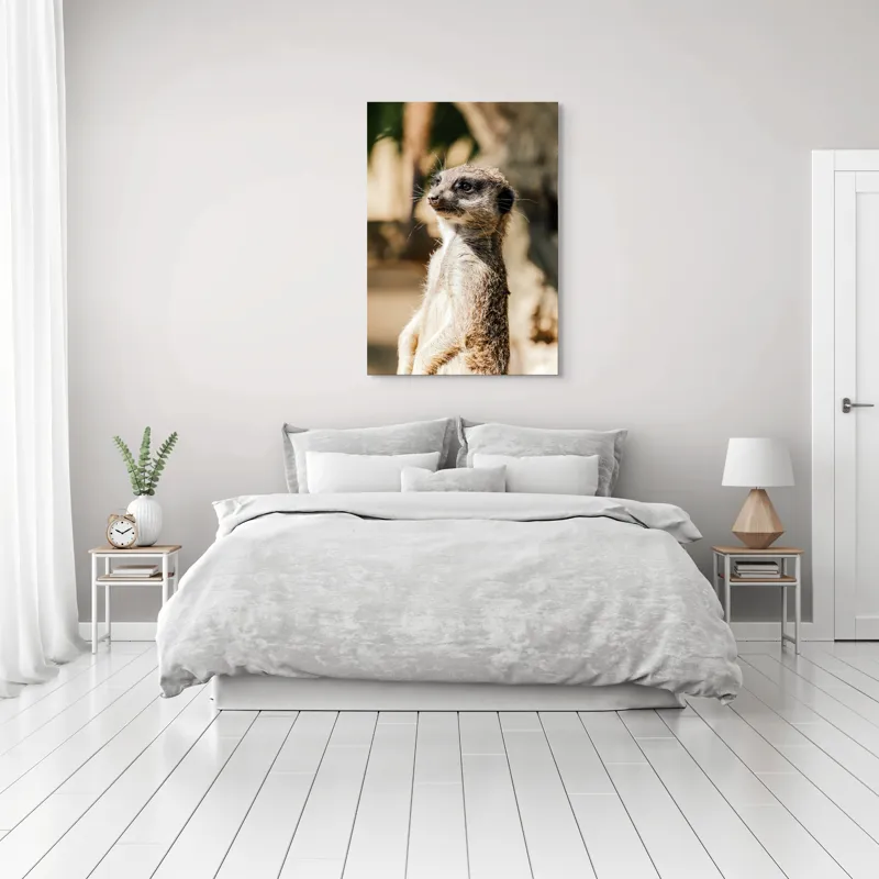 Tablou Canvas, "Secretul veghii suricatei curioase", Meerkat, Curios, Alert, Furry, Watchful, Sunlit, 70 x 100 cm – poza 3