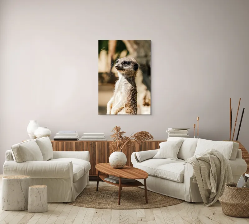 Tablou Canvas, "Secretul veghii suricatei curioase", Meerkat, Curios, Alert, Furry, Watchful, Sunlit, 70 x 100 cm – poza 4