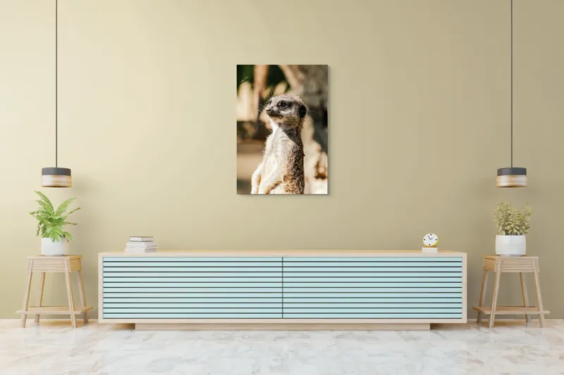 Tablou Canvas, "Secretul veghii suricatei curioase", Meerkat, Curios, Alert, Furry, Watchful, Sunlit, 70 x 100 cm – poza 5