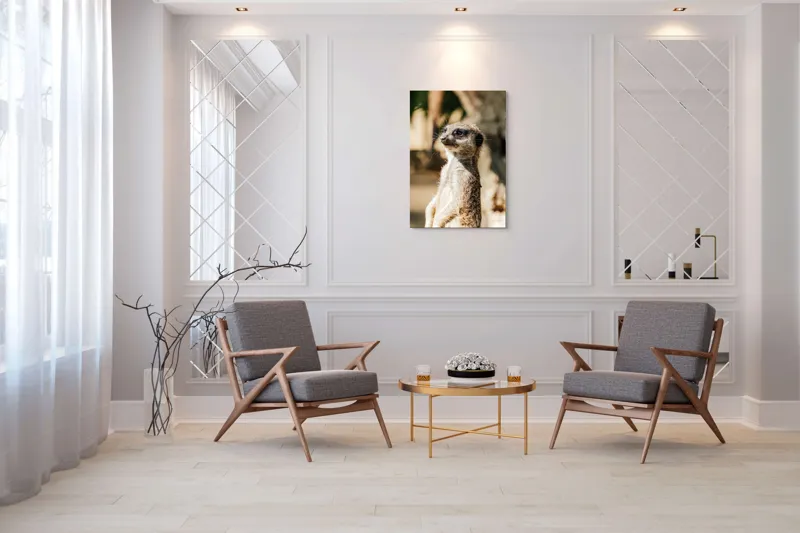 Tablou Canvas, "Secretul veghii suricatei curioase", Meerkat, Curios, Alert, Furry, Watchful, Sunlit, 70 x 100 cm – poza 8