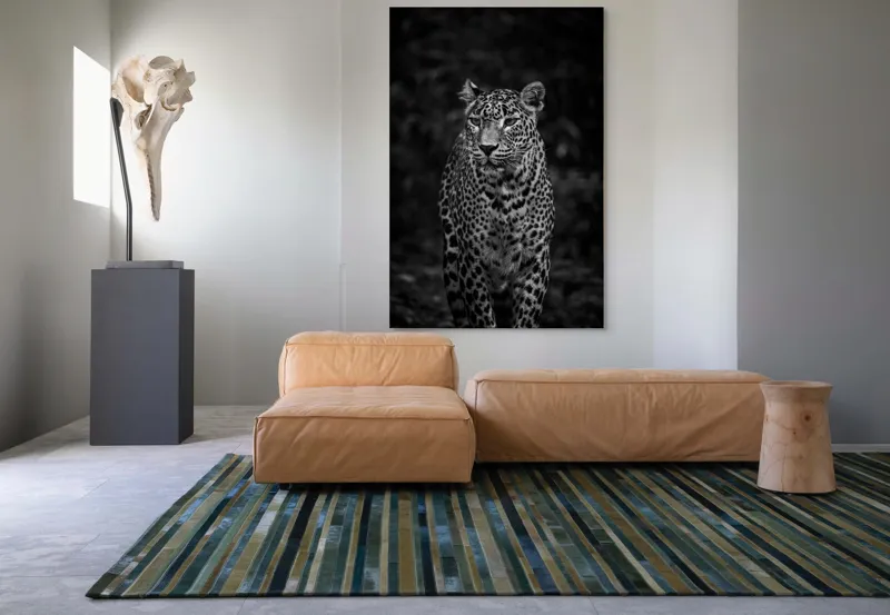 Tablou Canvas, "Leopardul din umbra tainica", Leopard, Grație, Forță, Eleganță, Mister, Pădure, Noapte, Prădător, Tăcere, Feline, 100 x 150 cm – poza 7