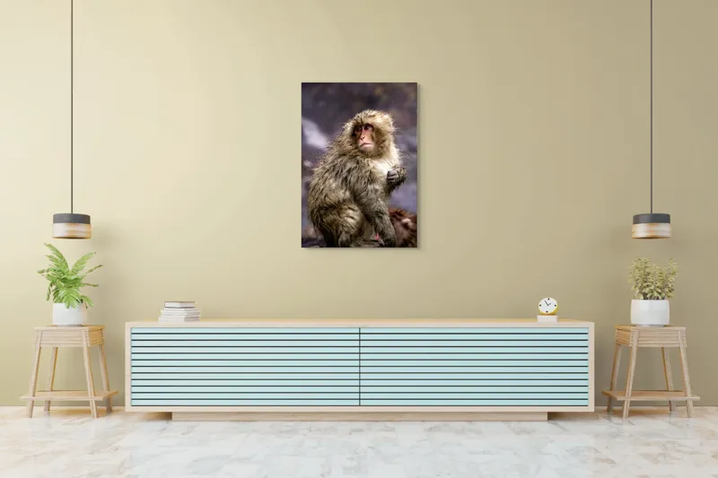 Tablou Canvas, "Maimuța în ploaia de primăvară", Fermecător, Umed, Blând, Meditativ, Inspirat, Misterios, Privește, Natural, Pitoresc, Remarcabil, 70 x 100 cm – poza 5