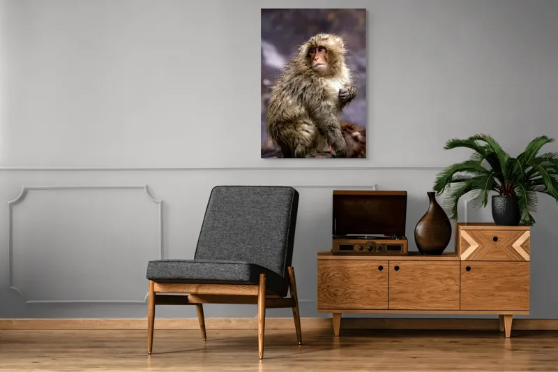 Tablou Canvas, "Maimuța în ploaia de primăvară", Fermecător, Umed, Blând, Meditativ, Inspirat, Misterios, Privește, Natural, Pitoresc, Remarcabil, 70 x 100 cm – poza 6