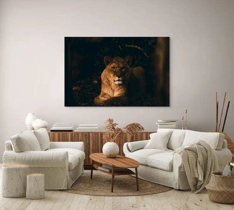 Tablou Canvas, "Regina în liniștea nopții africane", Puternic, Regal, Majestic, Vultur, Noapte, Reflexie, Serenitate, Forta, 150 x 100 cm – poza 3