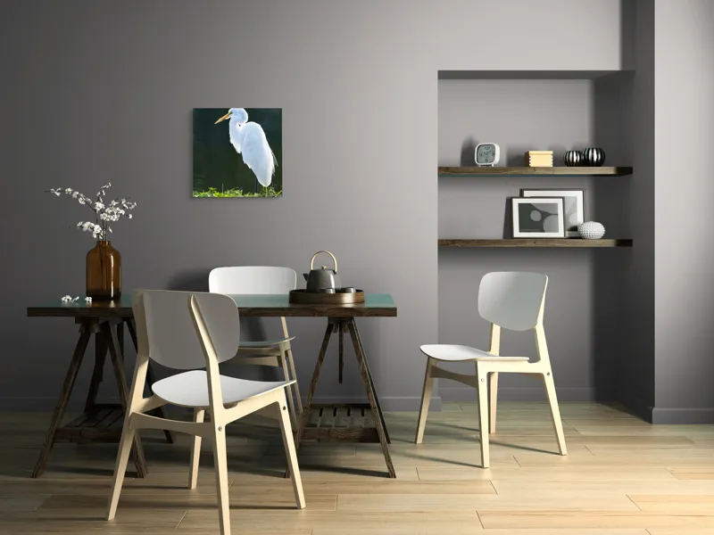 Tablou Canvas, "Egreta albă în lumina dimineții", Egret, Elegance, Plumage, Reflection, Nature, 50 x 50 cm – poza 8