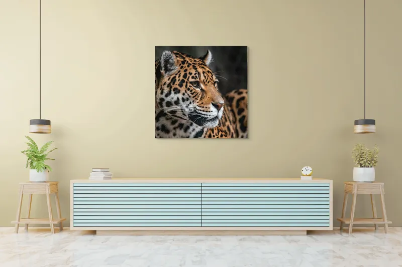 Tablou Canvas, "Privirea enigmatică a jaguarului", Jaguar, Blană, Pete, Ochi, Majestuos, Natură, Vânat, Felină, 100 x 100 cm – poza 5