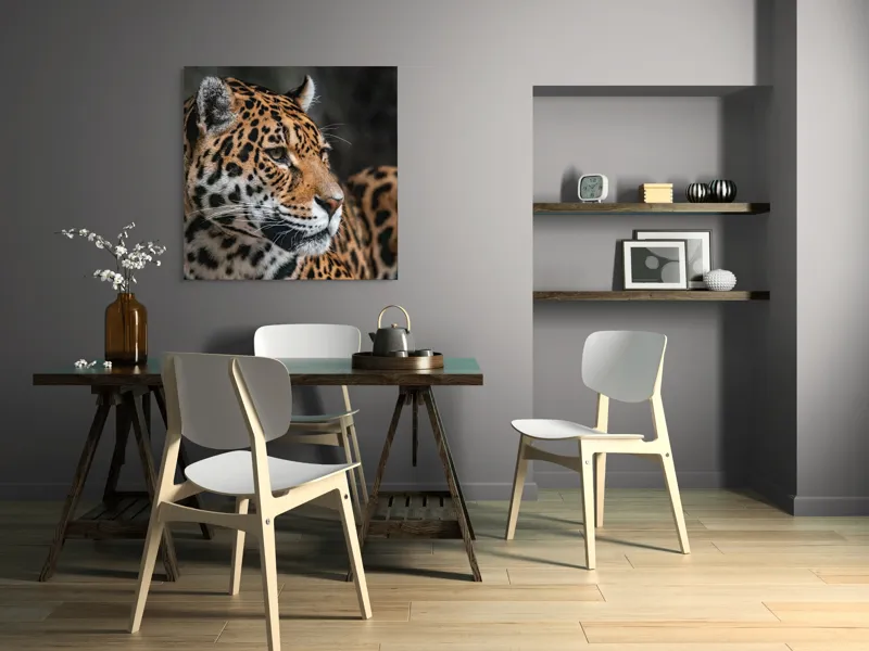 Tablou Canvas, "Privirea enigmatică a jaguarului", Jaguar, Blană, Pete, Ochi, Majestuos, Natură, Vânat, Felină, 100 x 100 cm – poza 6