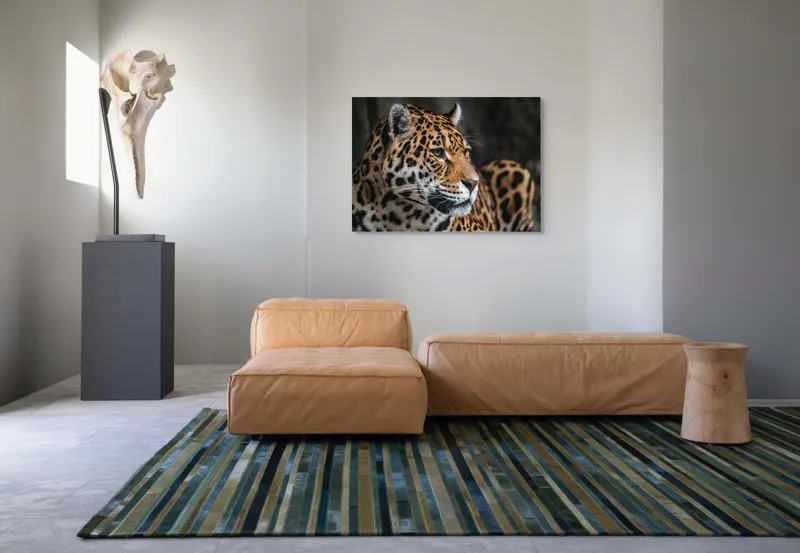 Tablou Canvas, "Privirea enigmatică a jaguarului", Jaguar, Blană, Pete, Ochi, Majestuos, Natură, Vânat, Felină, 100 x 70 cm – poza 7