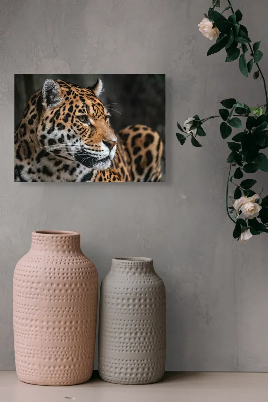 Tablou Canvas, "Privirea enigmatică a jaguarului", Jaguar, Blană, Pete, Ochi, Majestuos, Natură, Vânat, Felină, 54 x 39 cm – poza 8