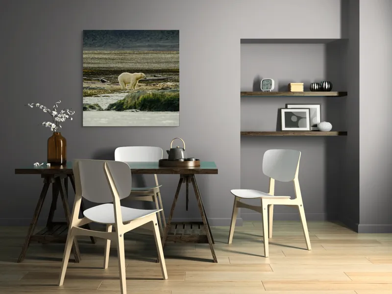 Tablou Canvas, "Urs polar în peisaj arctic solitar", Ghiețar, Urs, Solitar, Tăcere, Natură, Frig, Linie, Norvegia, Peisaj, Nordic, 100 x 100 cm – poza 6