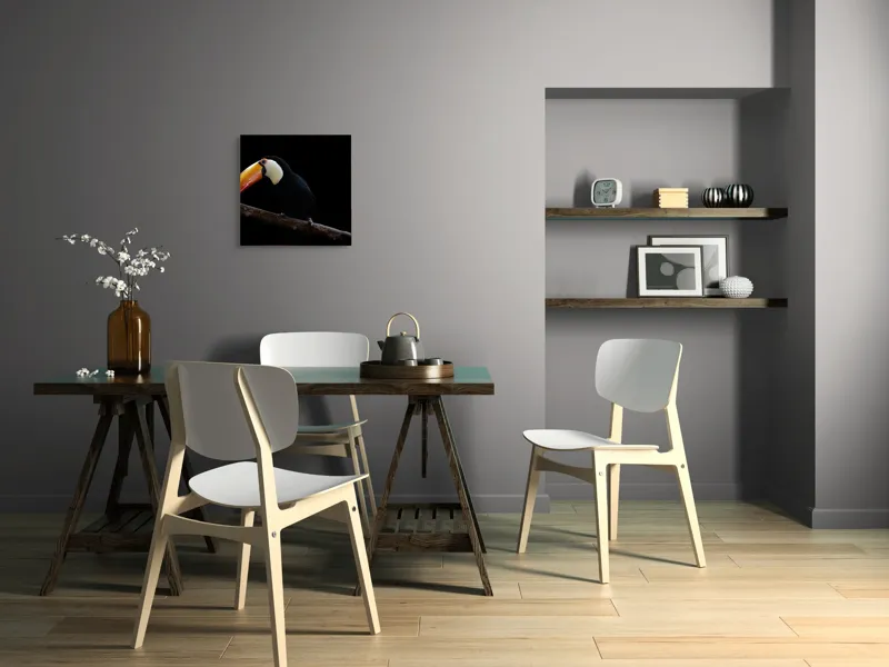 Tablou Canvas, "Tucanul pe creanga în întuneric profondă", Pasăre, Colorată, Cioc, Lung, Negru, Ramură, Fundal, Întuneric, 50 x 50 cm – poza 8