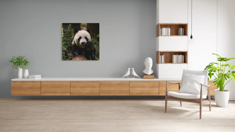 Tablou Canvas, "Panda în mijlocul naturii verzi", 100 x 100 cm – poza 8