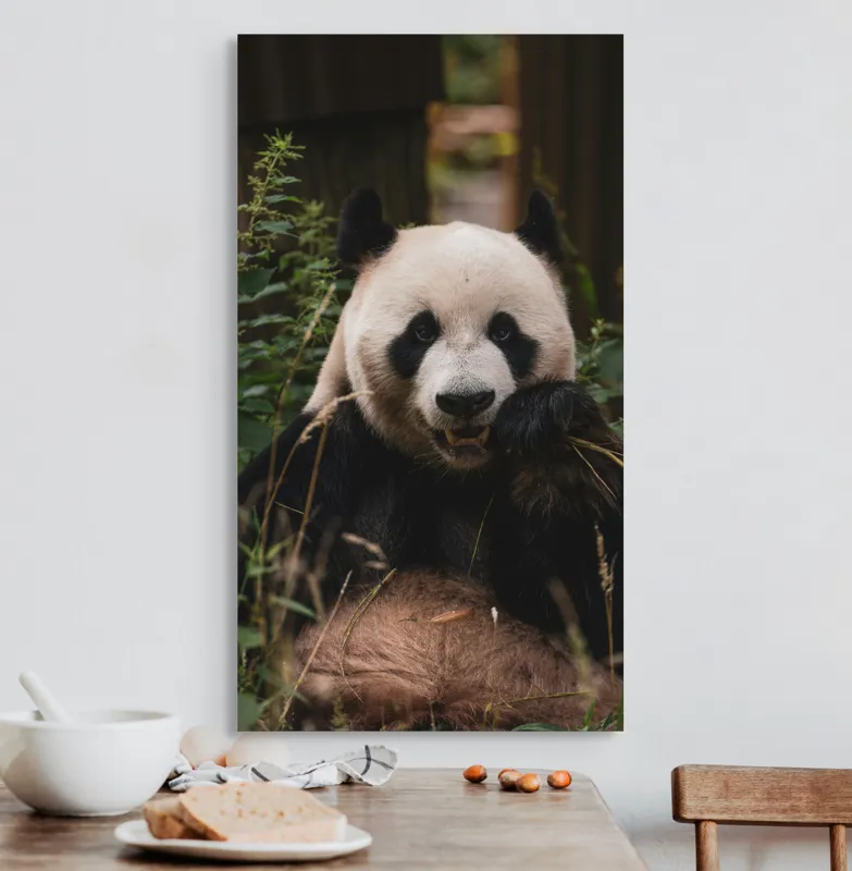 Tablou Canvas, "Panda în mijlocul naturii verzi", 50 x 90 cm – poza 3