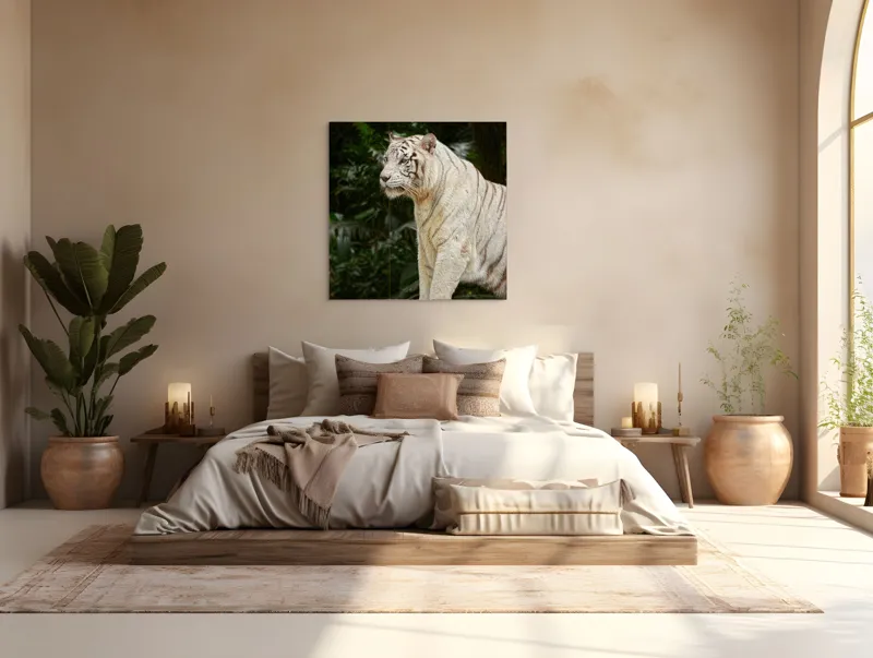Tablou Canvas, "Tigru alb în pădurea tropicală", 100 x 100 cm – poza 4