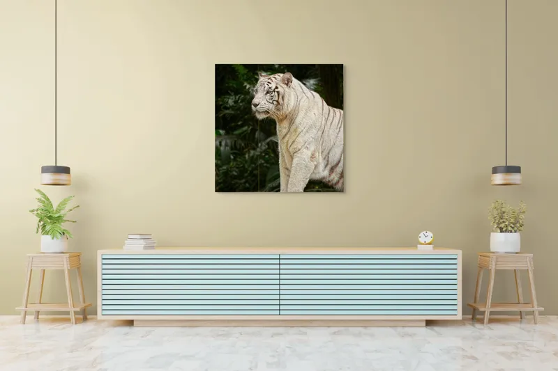 Tablou Canvas, "Tigru alb în pădurea tropicală", 100 x 100 cm – poza 5