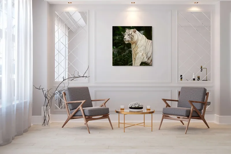 Tablou Canvas, "Tigru alb în pădurea tropicală", 100 x 100 cm – poza 7