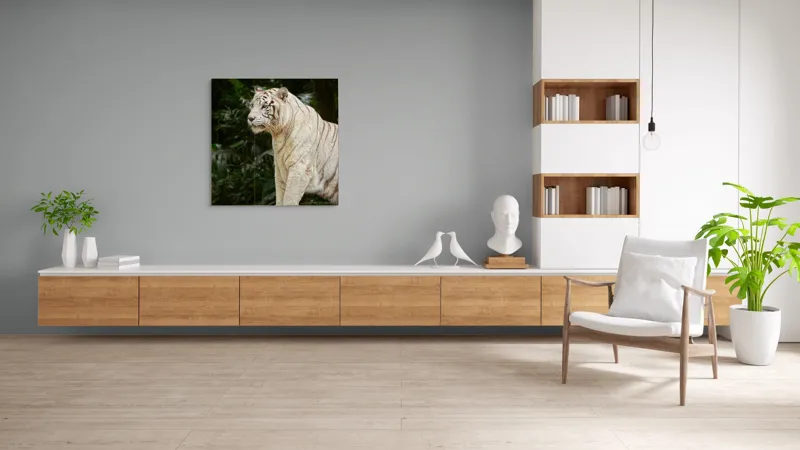 Tablou Canvas, "Tigru alb în pădurea tropicală", 100 x 100 cm – poza 8