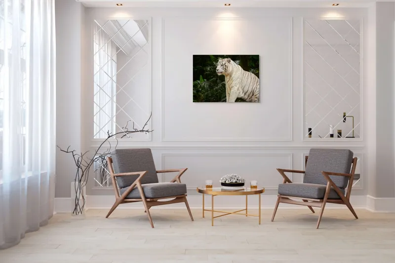 Tablou Canvas, "Tigru alb în pădurea tropicală", 100 x 70 cm – poza 5